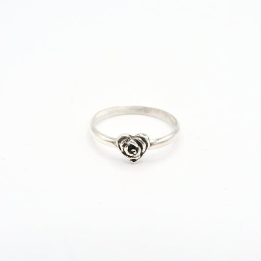 Sterling Silver Rose Heart Dainty Ring