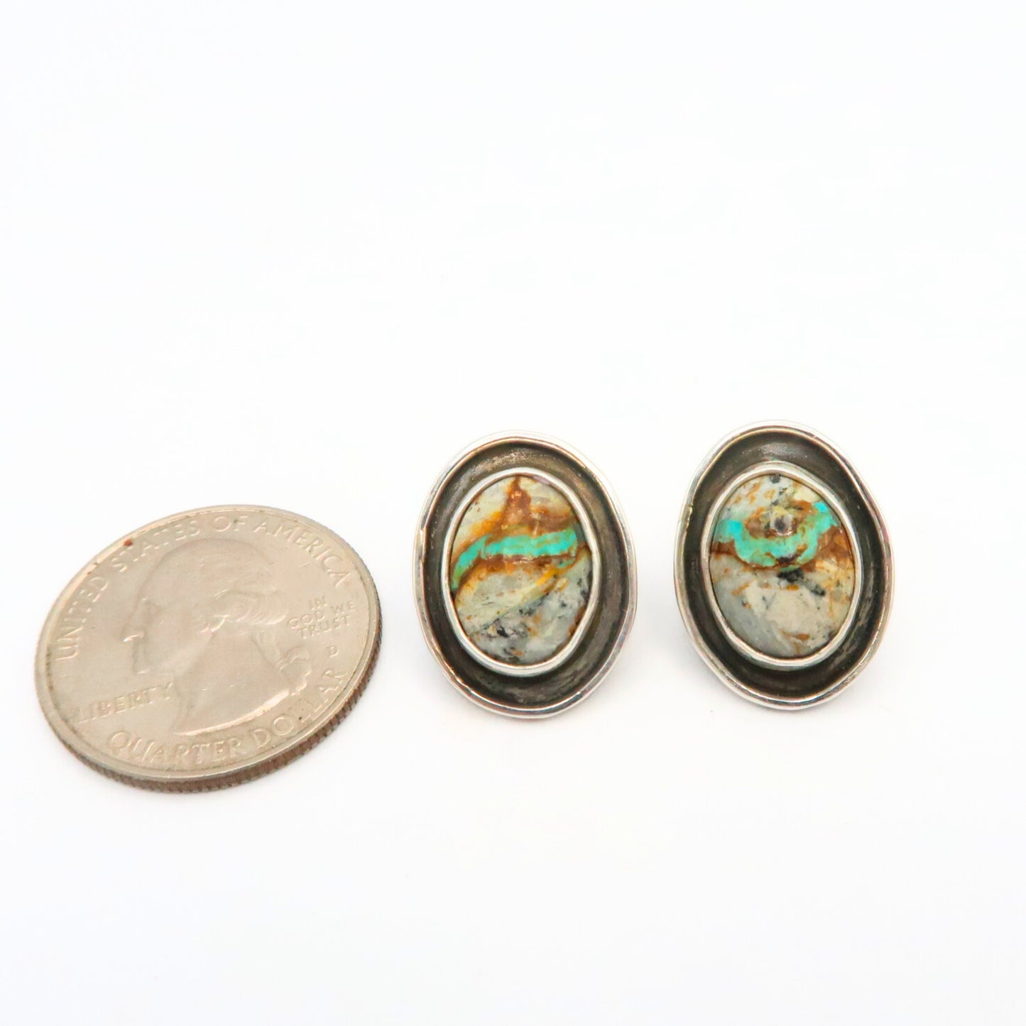 Royston Ribbon Sterling Silver Oval Stud Earrings