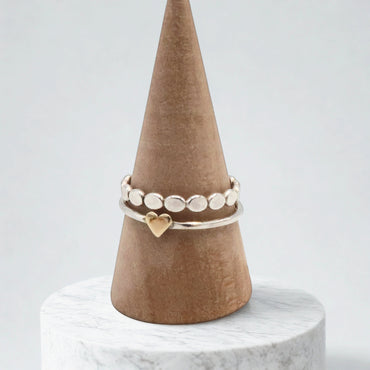 Flat Beaded Sterling Silver Stacking Ring