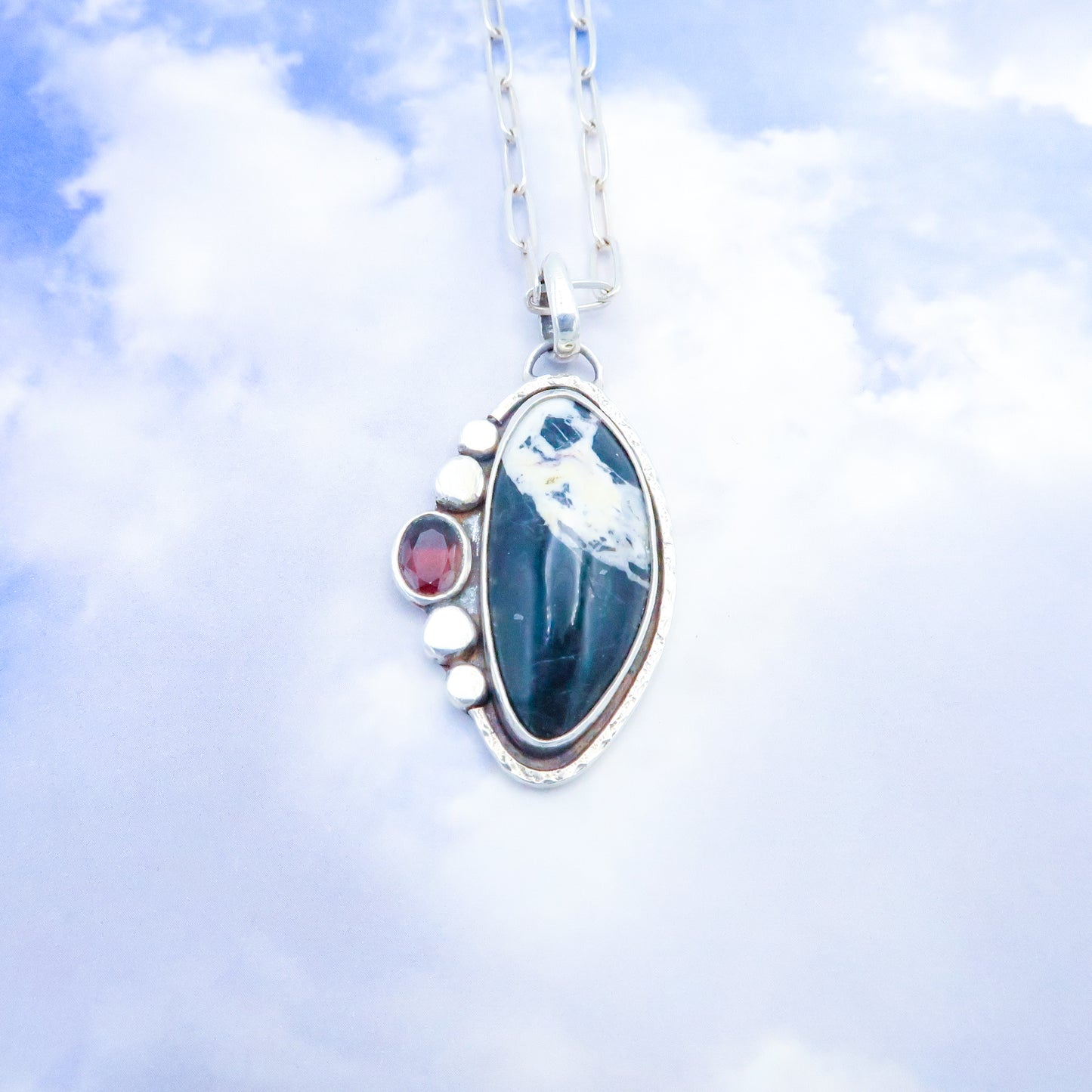 White Buffalo Garnet Pendant