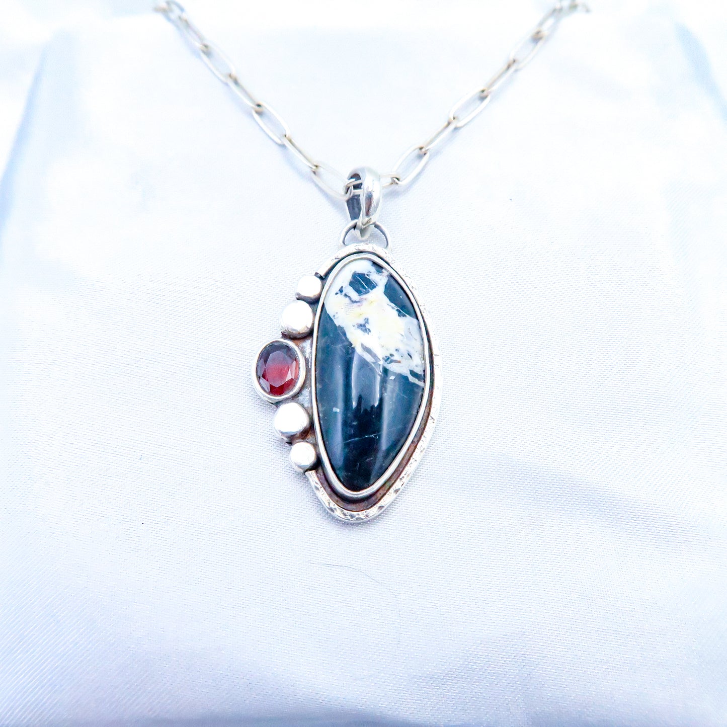 White Buffalo Garnet Pendant
