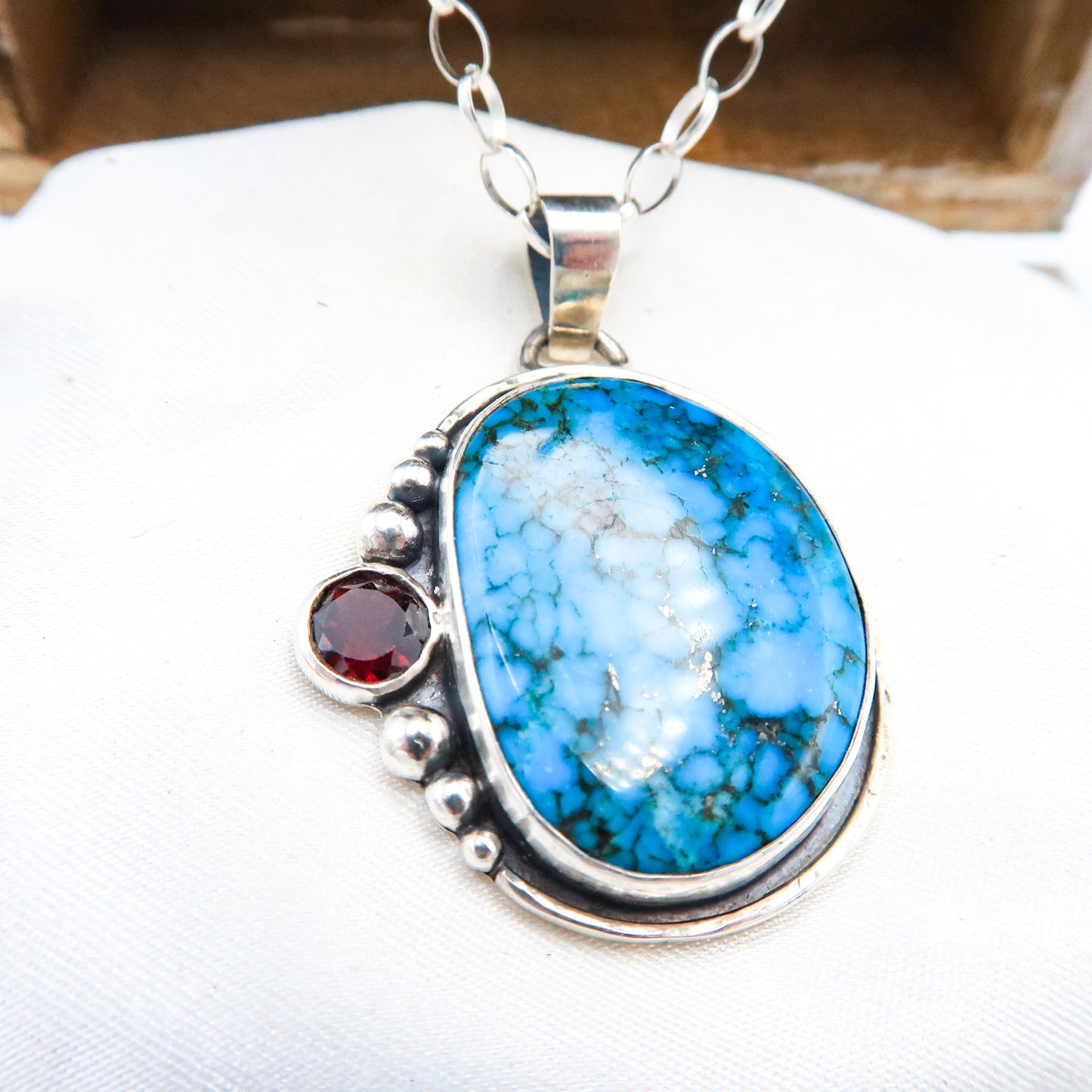 Ithica Peak Turquoise and Garnet Pendant