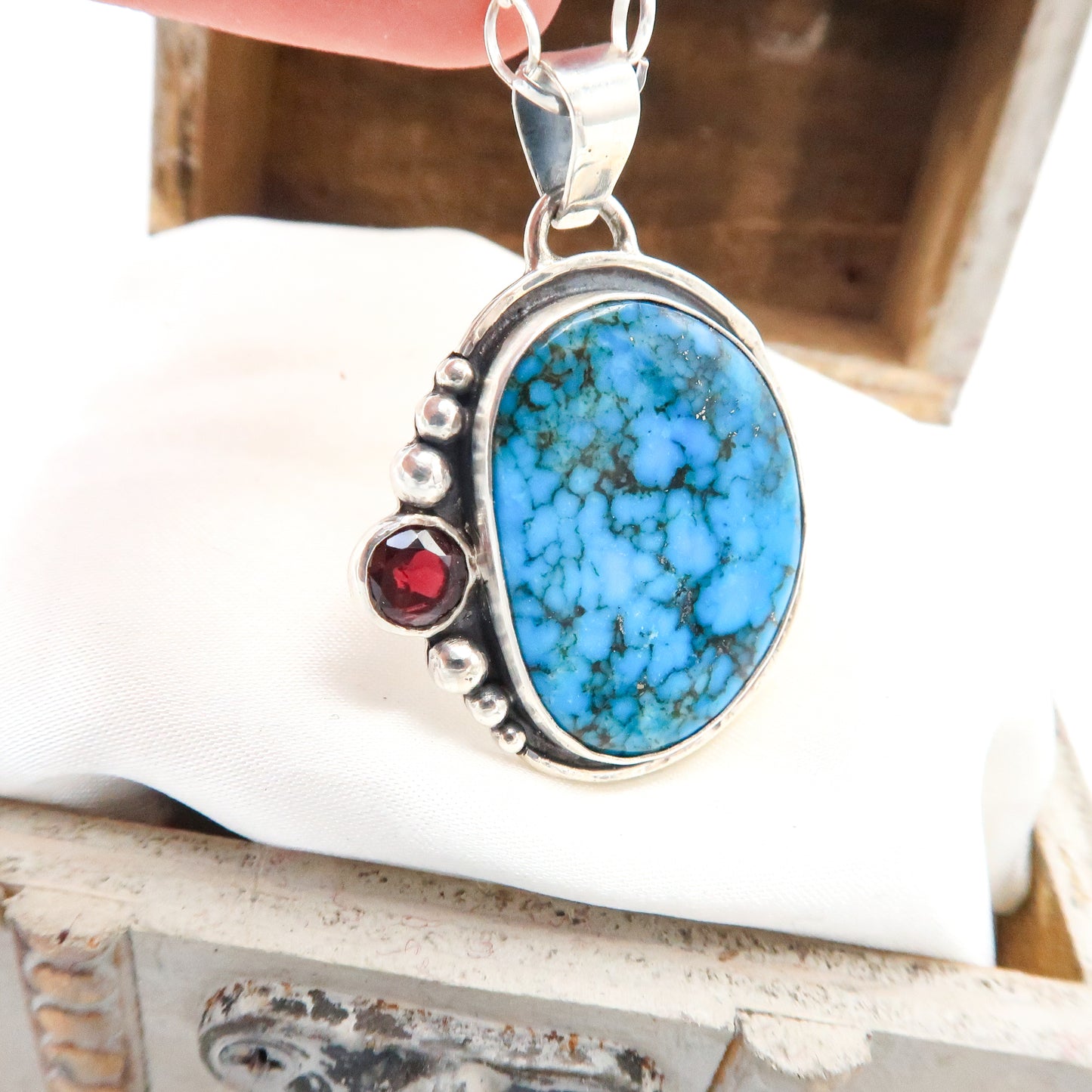 Ithica Peak Turquoise and Garnet Pendant