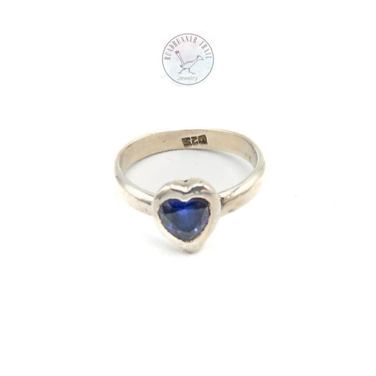 Sapphire Sterling Silver Heart Ring