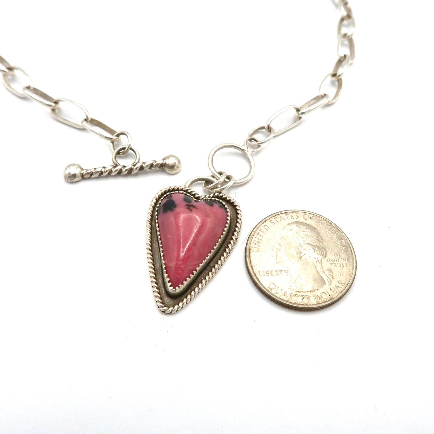 Strawberry Chocolate Cake Heart Necklace Sterling Silver