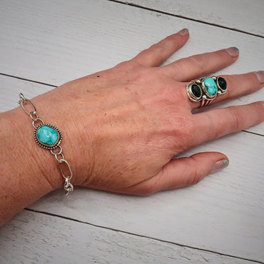 Sonoran Gold Turquoise Chunky Link Bracelet | Sterling Silver
