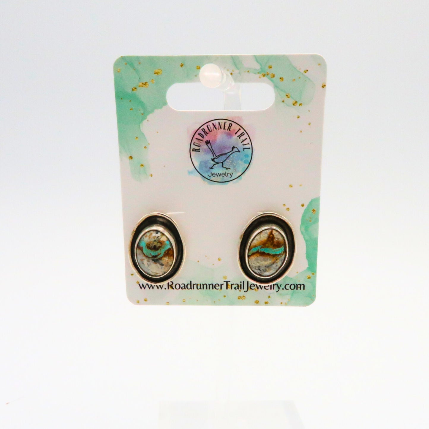 Royston Ribbon Sterling Silver Oval Stud Earrings