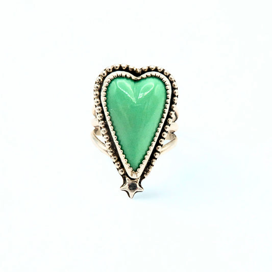Green Variscite Sterling Silver Heart Ring