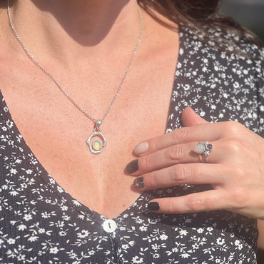 Ethiopian Opal and Silver Melt Pendant