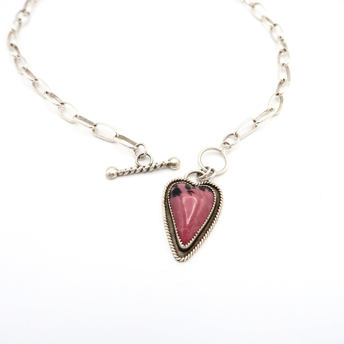 Strawberry Chocolate Cake Heart Necklace Sterling Silver