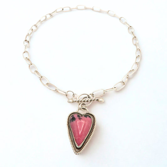 Strawberry Chocolate Cake Heart Necklace Sterling Silver