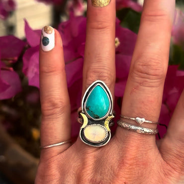 Celestial Harmony Turquoise and Opal Ring