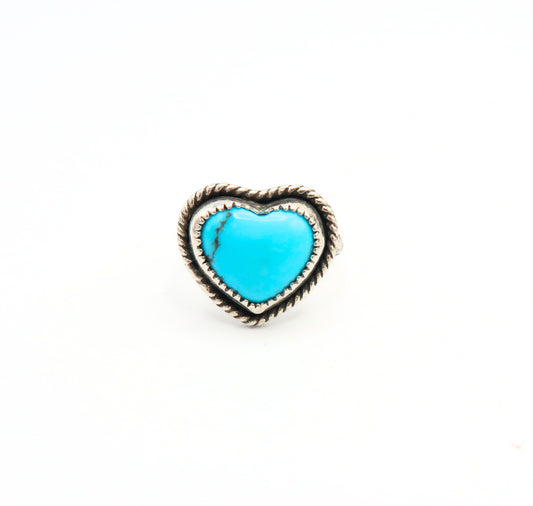 Kingman Turquoise Heart Sterling Silver Ring