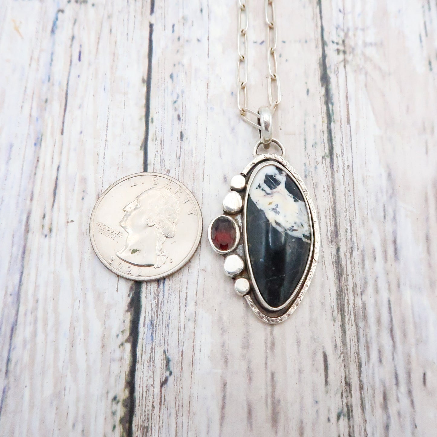 White Buffalo Garnet Pendant