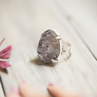 Amethyst Drusy Ring