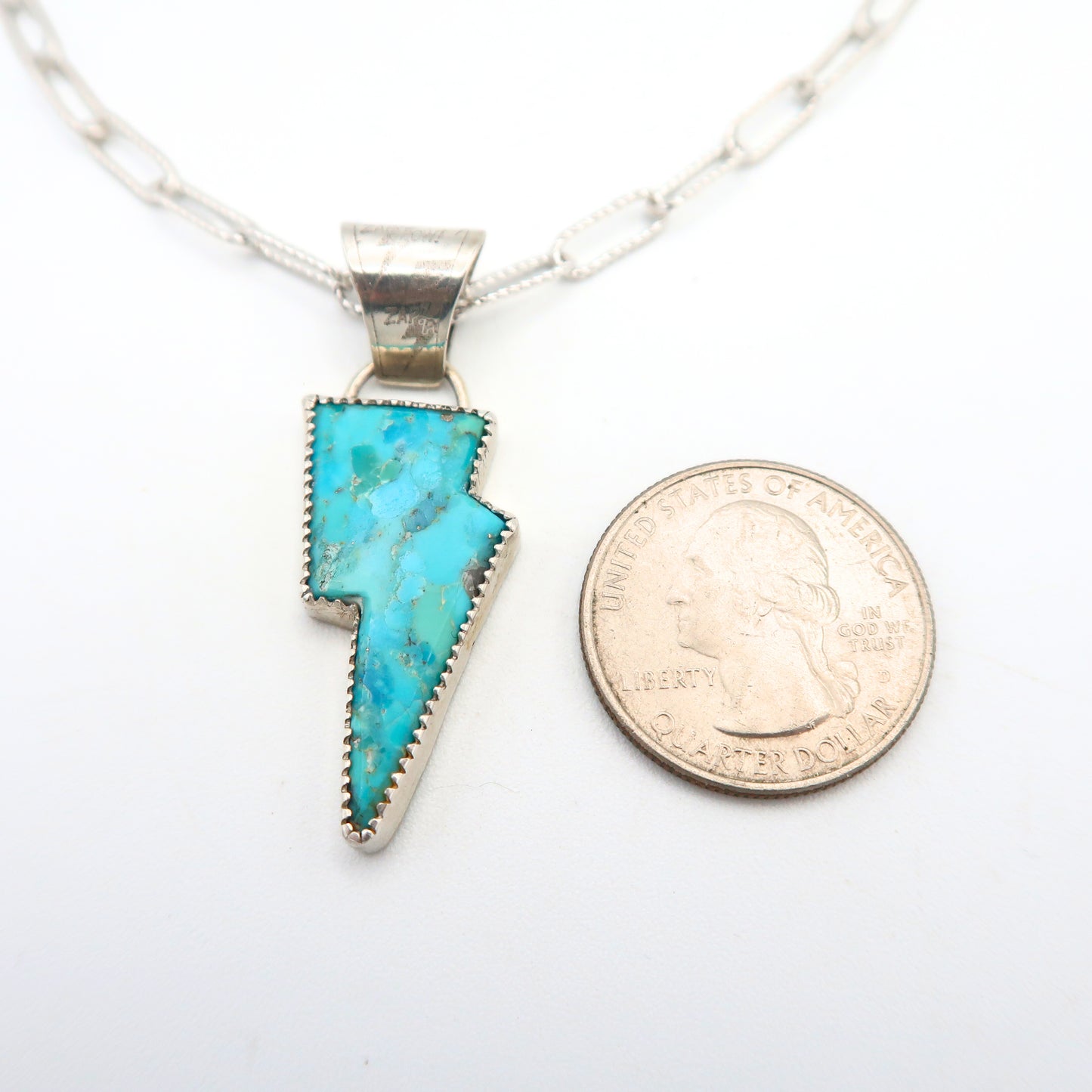 Turquoise Sterling Silver Lightning Bolt Pendant