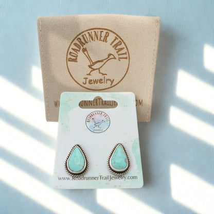 Turquoise Sterling Silver Teardrop Stud Earrings