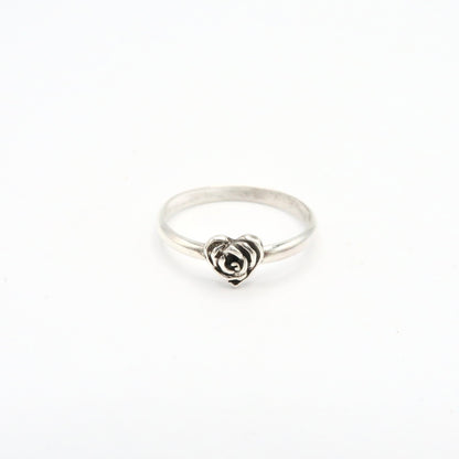 Sterling Silver Rose Heart Dainty Ring