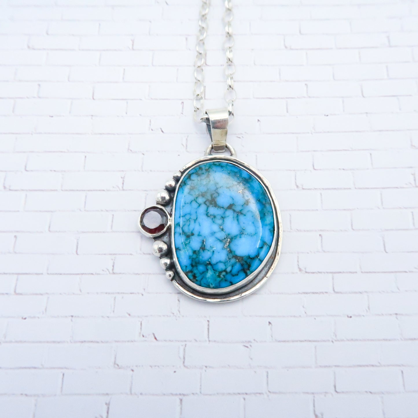 Ithica Peak Turquoise and Garnet Pendant