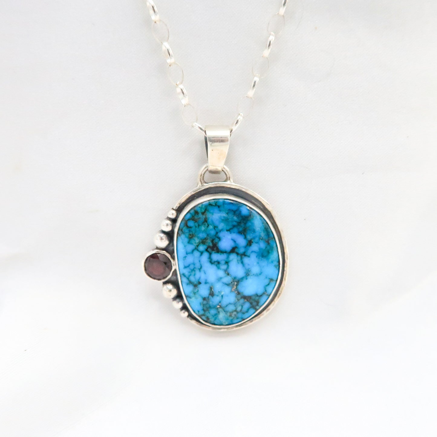 Ithica Peak Turquoise and Garnet Pendant