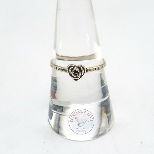 Sterling Silver Rose Heart Dainty Ring