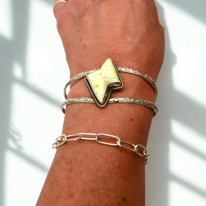 Lightning Bolt Sterling Silver Cuff Bracelet