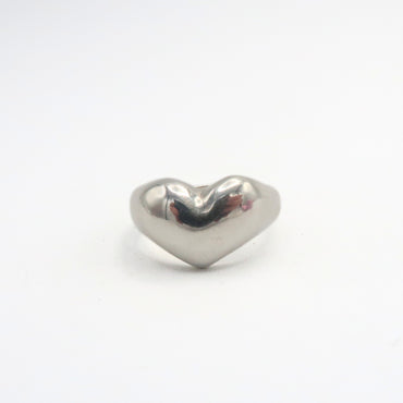 Puffy Heart Sterling Silver Signet Ring