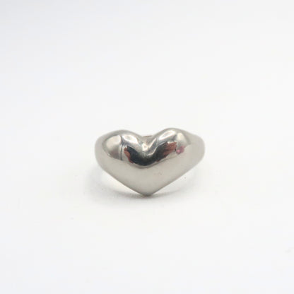 Puffy Heart Sterling Silver Signet Ring