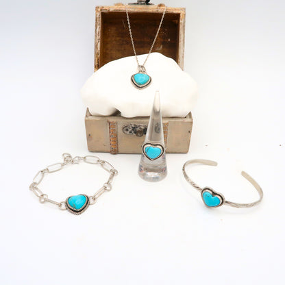 Kingman Turquoise Heart Sterling Silver Necklace