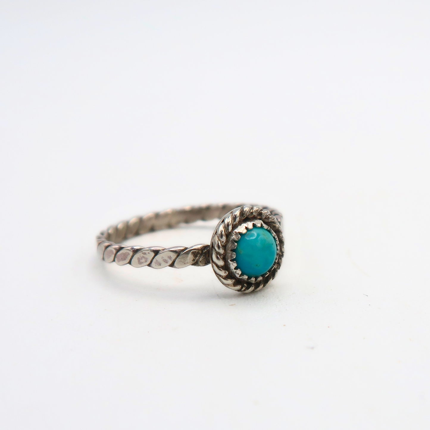 Turquoise and Sterling Silver Dainty Ring