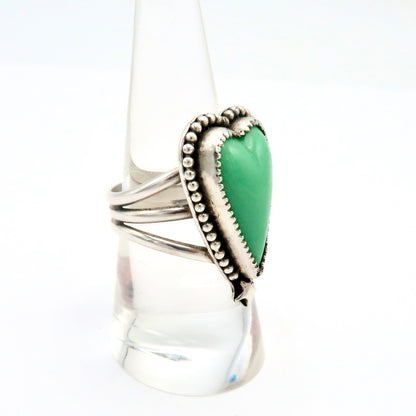 Green Variscite Sterling Silver Heart Ring