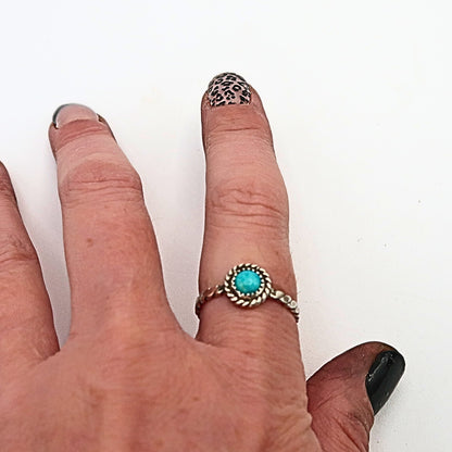 Turquoise and Sterling Silver Dainty Ring