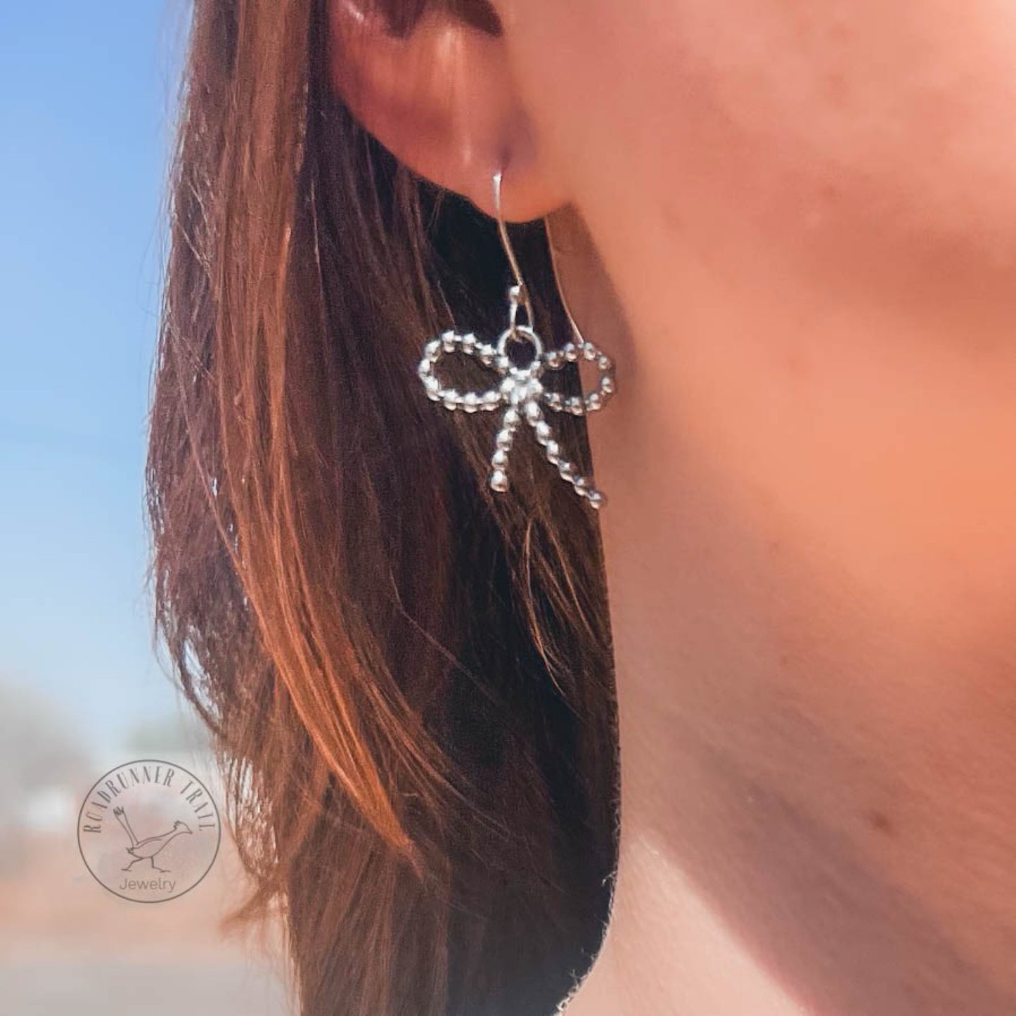 Sterling Silver Beaded Bow Earrings