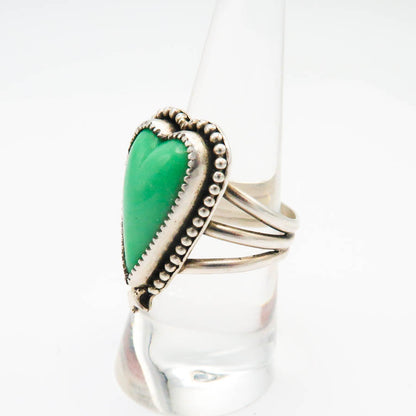 Green Variscite Sterling Silver Heart Ring
