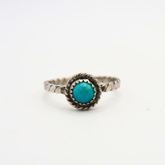 Turquoise and Sterling Silver Dainty Ring