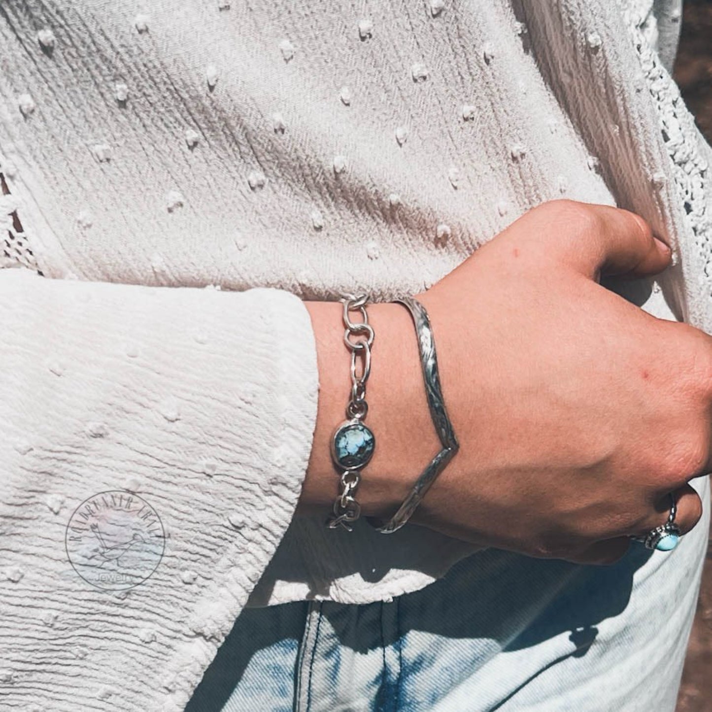 Golden Hills Turquoise Sterling Silver Chunky Link Bracelet