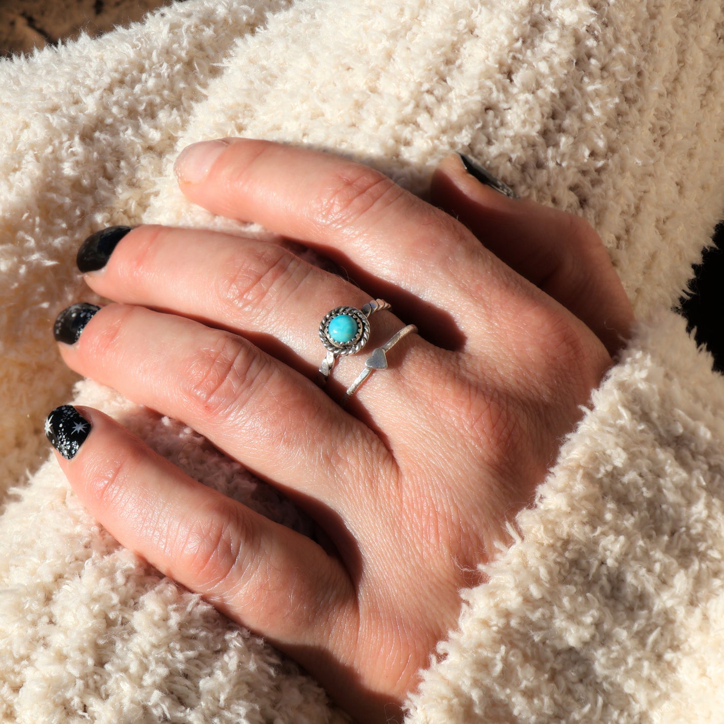 Turquoise and Sterling Silver Twisted Rope Ring