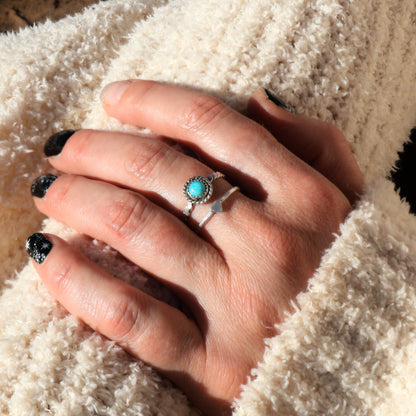 Turquoise and Sterling Silver Twisted Rope Ring