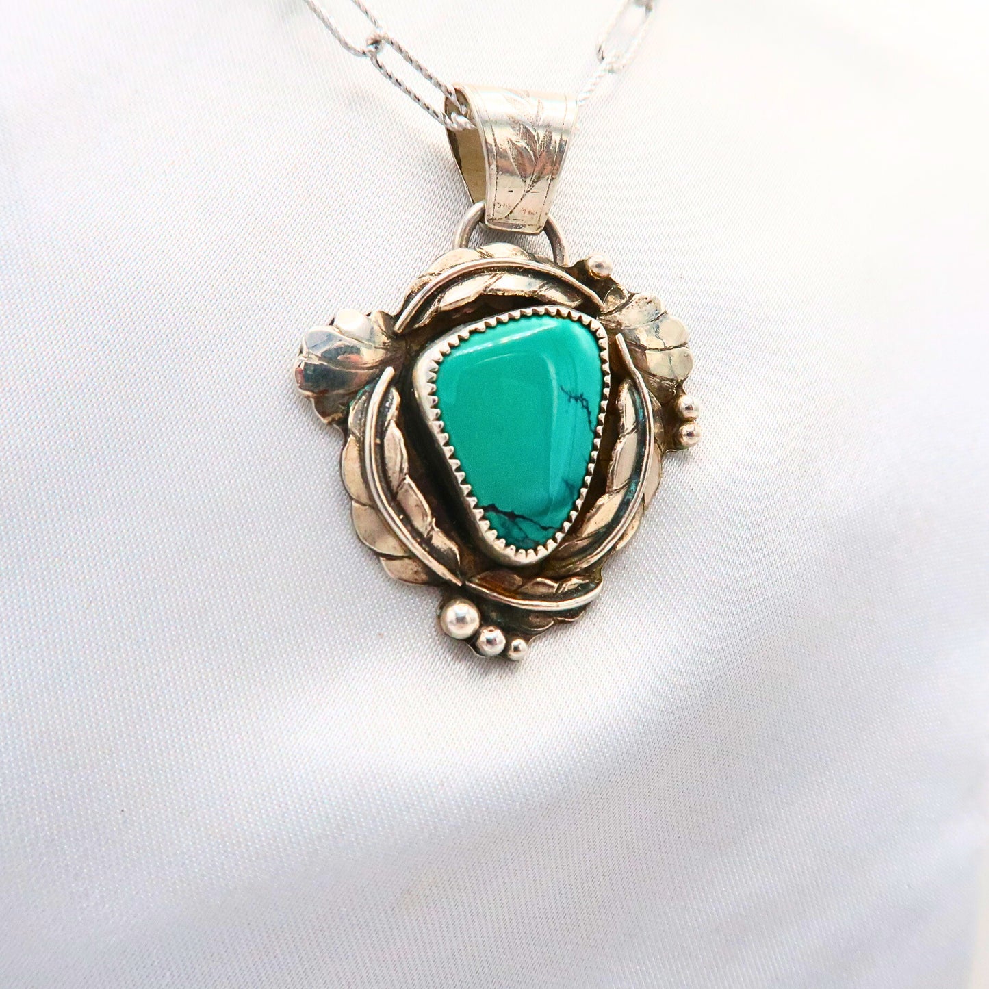 Hubei Turquoise Sterling Silver Statement Pendant