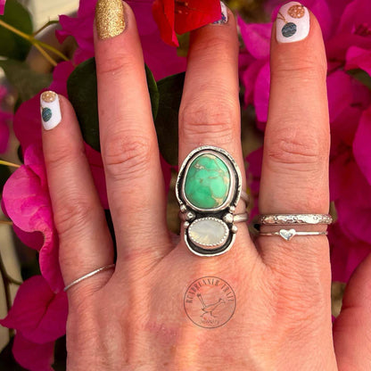 Variscite Moonstone Silver Statement Ring