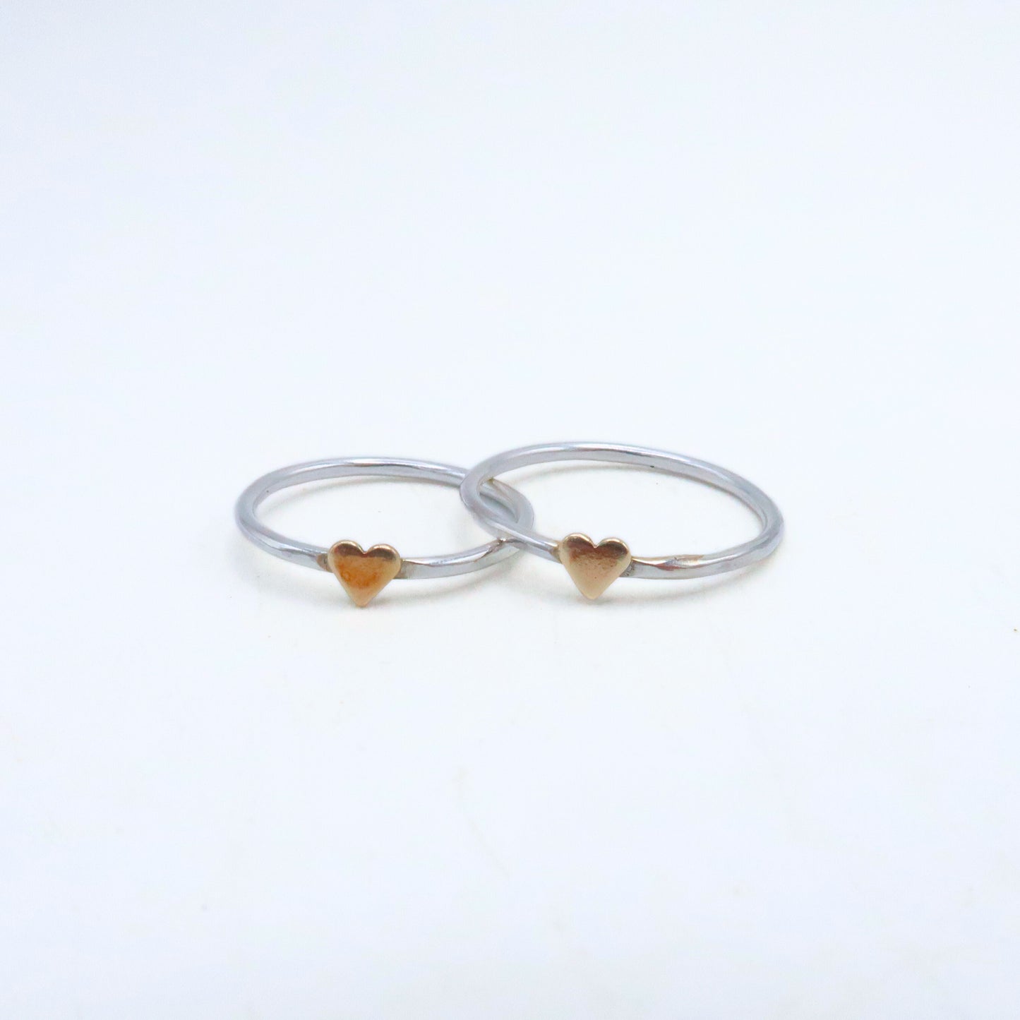 Mixed Metal Heart Stacking Ring | Sterling Silver -  Bronze