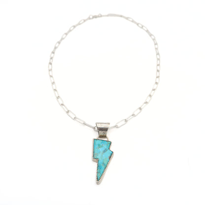 Turquoise Sterling Silver Lightning Bolt Pendant