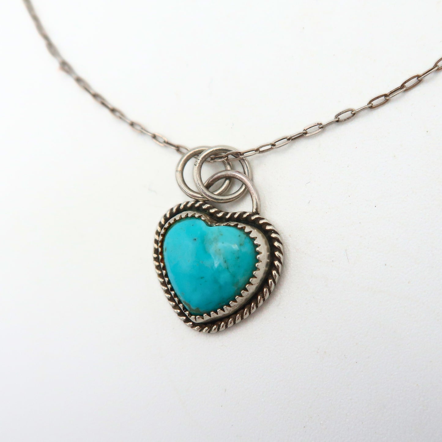 Kingman Turquoise Heart Sterling Silver Necklace