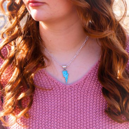 Turquoise Sterling Silver Lightning Bolt Pendant