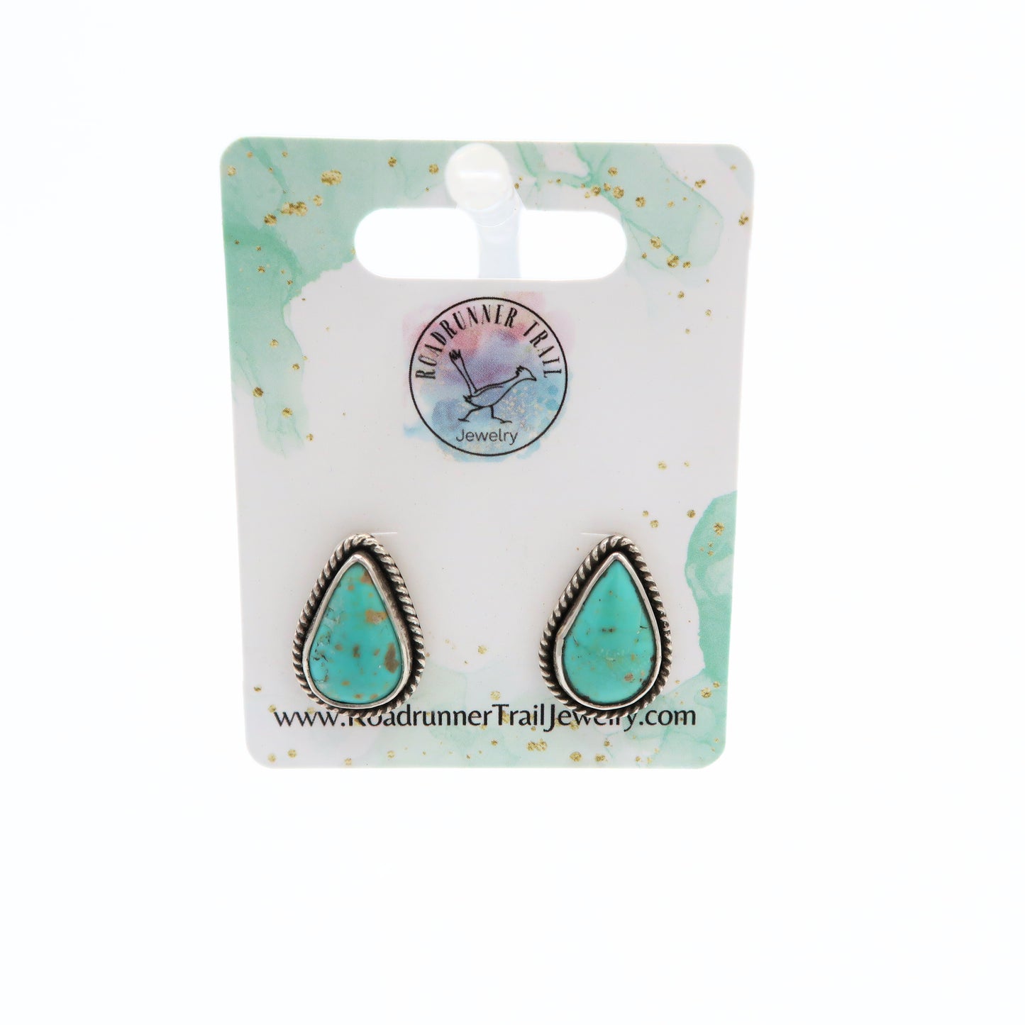 Turquoise Sterling Silver Teardrop Stud Earrings