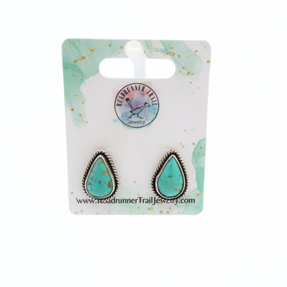 Turquoise Sterling Silver Teardrop Stud Earrings