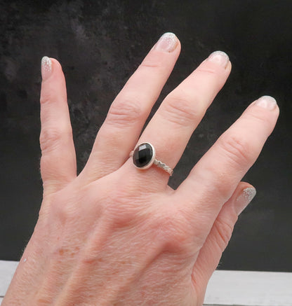 Onyx Sterling Silver Solitaire Ring