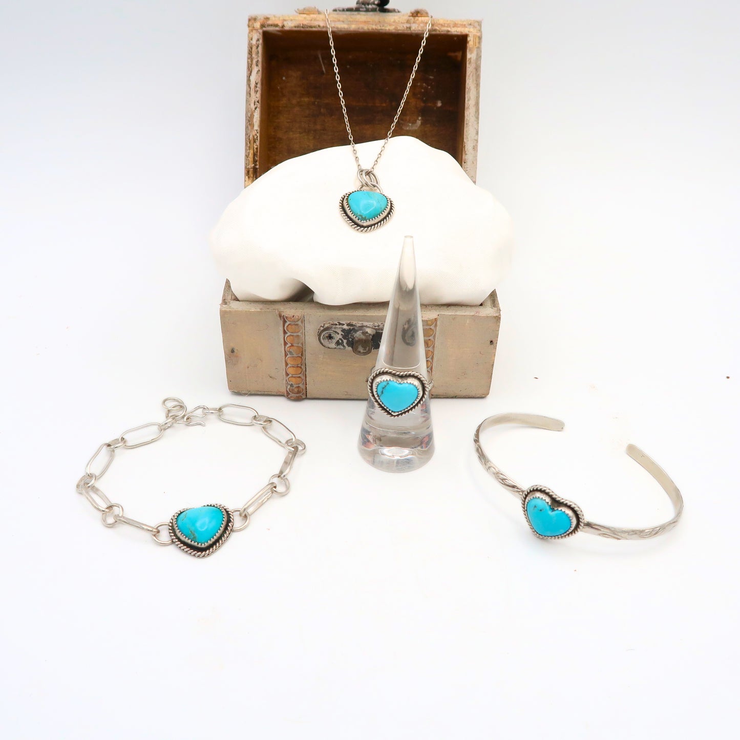 Kingman Turquoise Heart Sterling Silver Cuff Bracelet