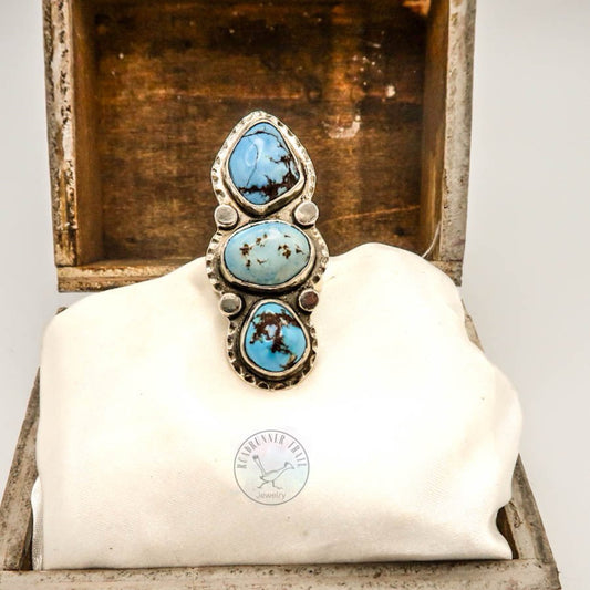 Golden Hills Turquoise Three Stone Sterling Silver Statement Ring
