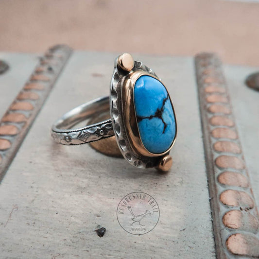 Golden Hills Turquoise Sterling Silver and Gold Mixed Metal Ring